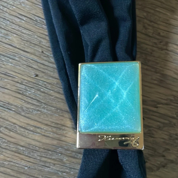 PAULA HERMANNY BY VIX Black With Turquoise Detail Bikini Top Size 12 - Picture 2 of 10